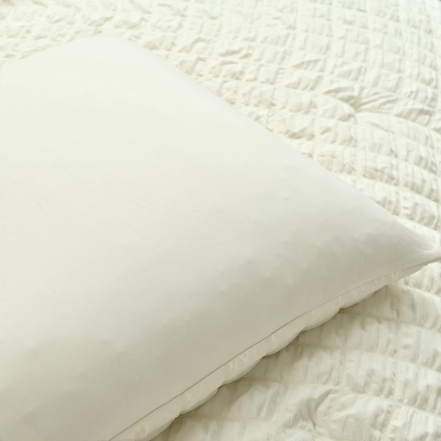 Lush Decor Crinkle Textured Dobby 3 Piece Comforter Set, King, Ivory