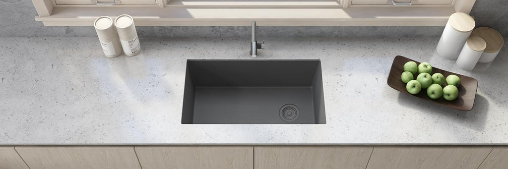Ruvati 32 x 19 inch epiGranite Undermount Granite Composite Quartz Single Bowl Kitchen Sink - Urban Gray - RVG2033UG