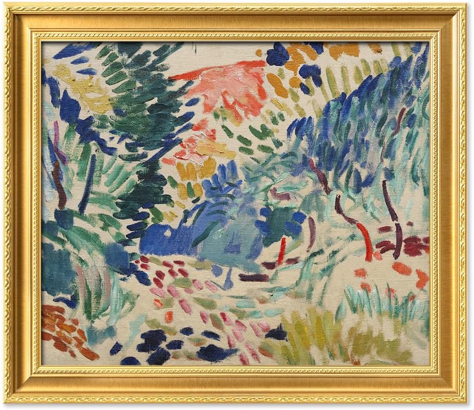 IPIC - In Landscape at Collioure by Henri Matisse, Classic Gold Framed Art, Giclee Prints on Cotton Canvas Matched with Solid Wood Frame, Image Size:24X20,Total Size: 28.8x24.8, Made In USA