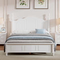 Rustic Farmhouse Bedroom Set with Elegant Curved Headboard, Sturdy Wooden Bed Frame and 2 Nightstands - Classic Country Style Furniture for Master Bedroom,Guest Room (White,Full Bed)