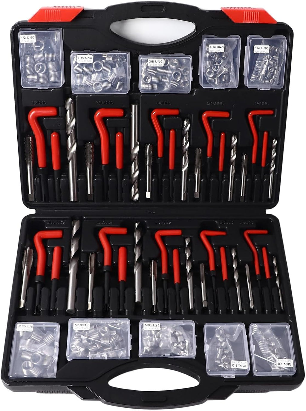 Thread Insert Tapping Tool, 261 Pcs Metal Frame Twist Drill Bit Screw Thread Repair Kit Labor Saving Uniform Force for Components