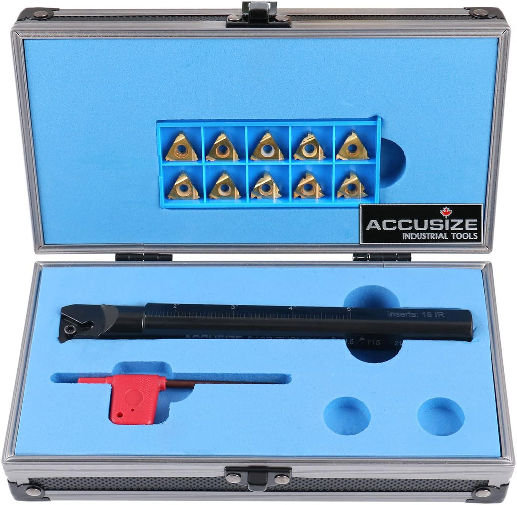 Accusize Industrial Tools 3/4'' Shank Indexable Thread Tool Set, 12Pcs Un Internal Thread Right, 0028-0284