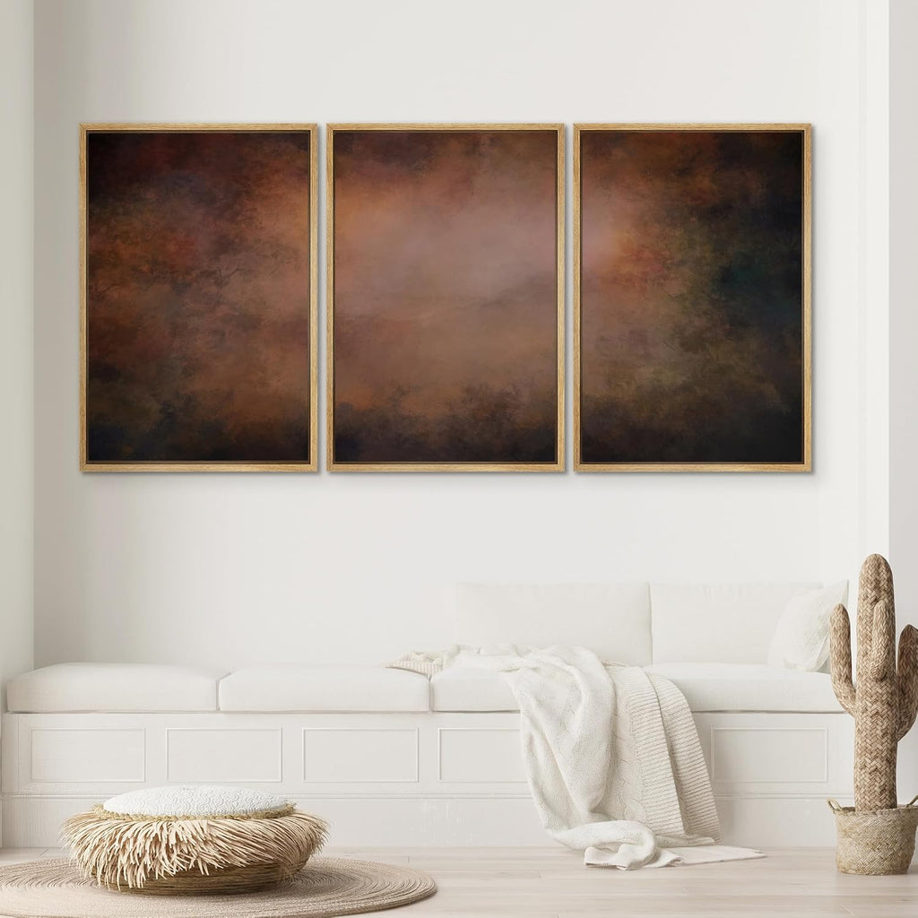 SIGNWIN Framed Canvas Print Wall Art Set Rustic Abstract Warm Brown Gradient Illustrations Modern Scenic Colorful Ultra for Living Room, Bedroom, Office - 24'x36'x3 Natural
