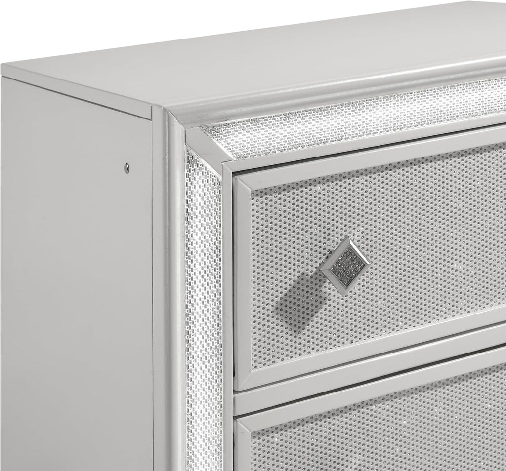 New Classic Furniture Stardust Wood 2-Drawer Nightstand, White