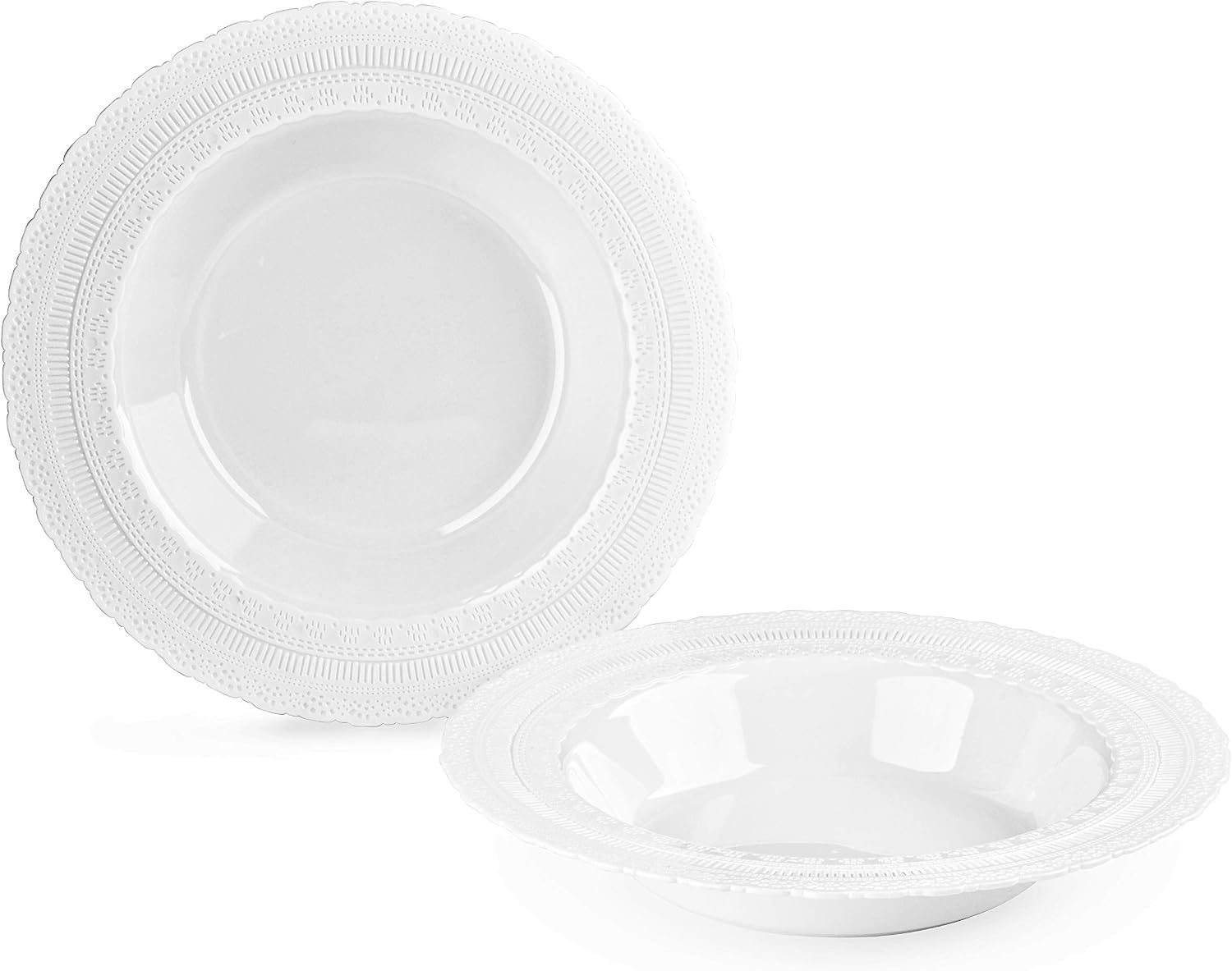 ' OCCASIONS ' 240 Bowls Pack, Extra Heavyweight Vintage Wedding Party Disposable Plastic Bowls (14 oz Soup Bowl, Chateau White)