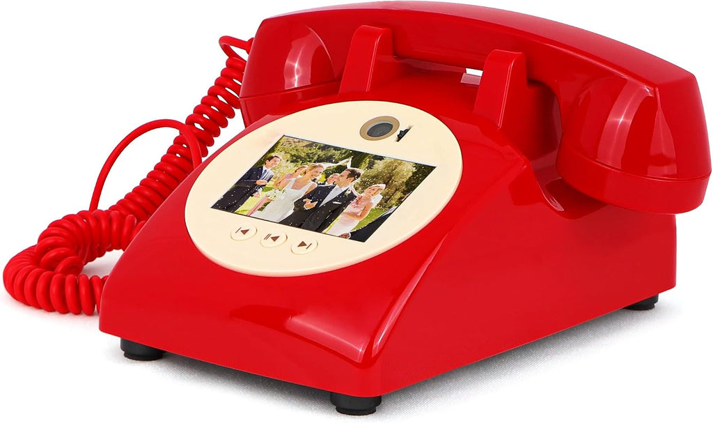 Video Audio Guest Book Wedding Phone, 1080P Video Guestbook Phone for Wedding, Bridal Shower, Birthday Party, Baby Shower, Anniversary Engagement (Bordeaux Red)