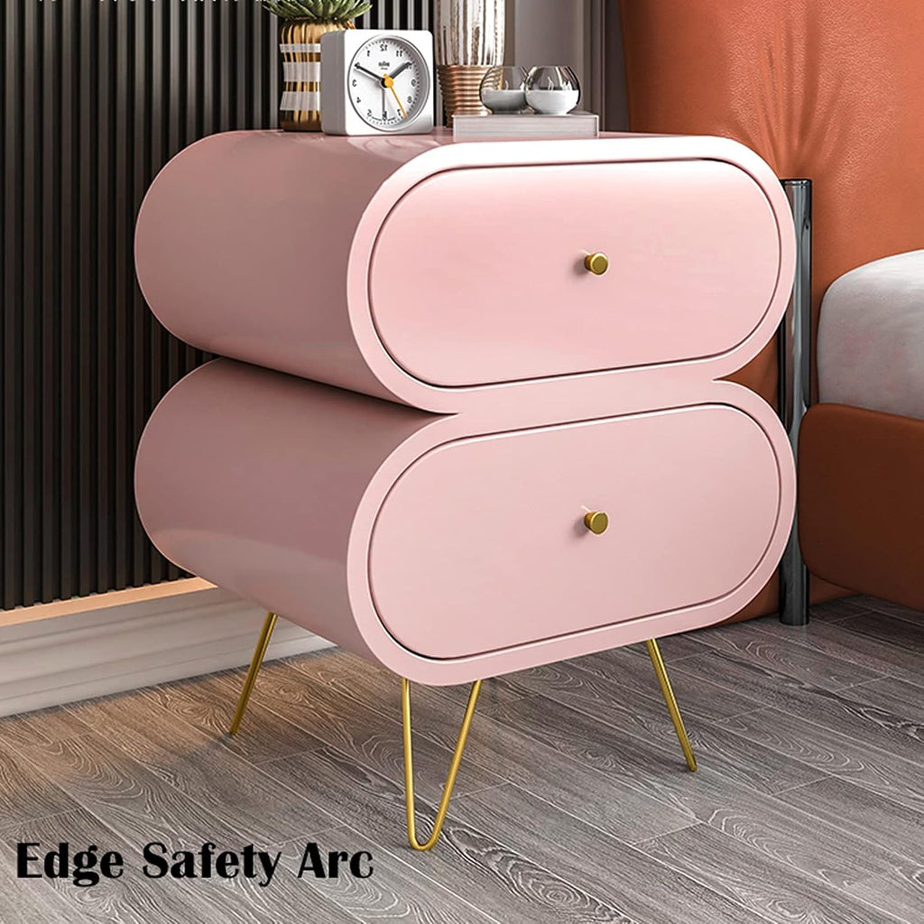 Nightstand Bedside Table Unique Bedside Tables 2 Drawers Wood Nightstand End Table With Stainless Steel Legs Modern Style For Bedroom Storage Furniture 20.8' H Bedroom Furniture Present Full of stars