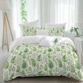 Prime Leader Spring Ferns Leaves Duvet Cover Set Queen Size 4 Pieces Watercolor Green Plant Fields Bedding Set with Zipper Closure, 1 Comforter Cover 92x106 Inches 1 Flat Sheet & 2 Pillow Cases