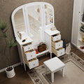 JIJIWANG 68.75H Antique Makeup Vanity Desk with Triple Mirror,6-Drawer Dressing Table Set Including Stool,Full Length Mirror for Bedroom Dressing Room,White