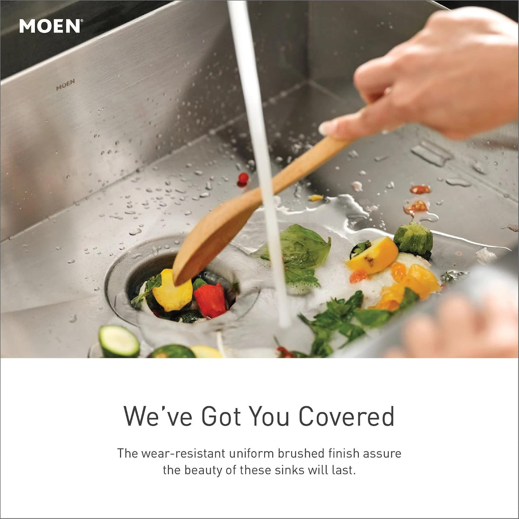 Moen G18180 Prep 18-Gauge Steel Undermount Single Bowl Kitchen Sink, 31-Inch x 18-Inch, Stainless Steel