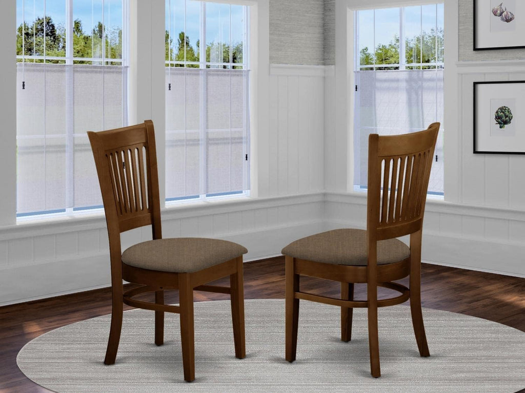 East West Furniture VAC-ESP-C Vancouver Kitchen Dining Chairs - Linen Fabric Upholstered Wooden Chairs, Set of 2, Espresso