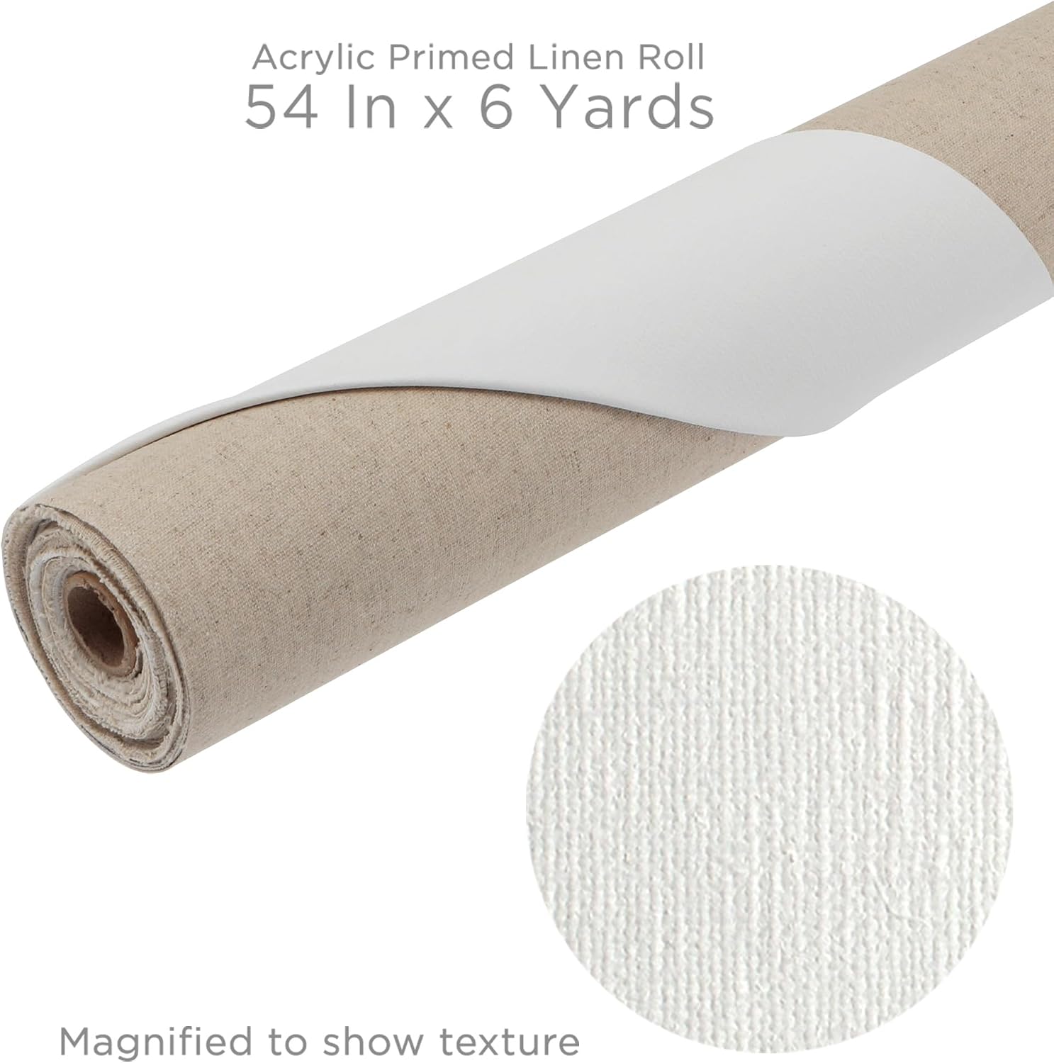 Centurion 11 oz. Acrylic Primed 100% Linen Canvas Roll, 54 inches x 6 Yards Double Primed Medium Weight with Even Surface Texture - Archival Ready to Stretch Linen Canvas Material for All Wet Media