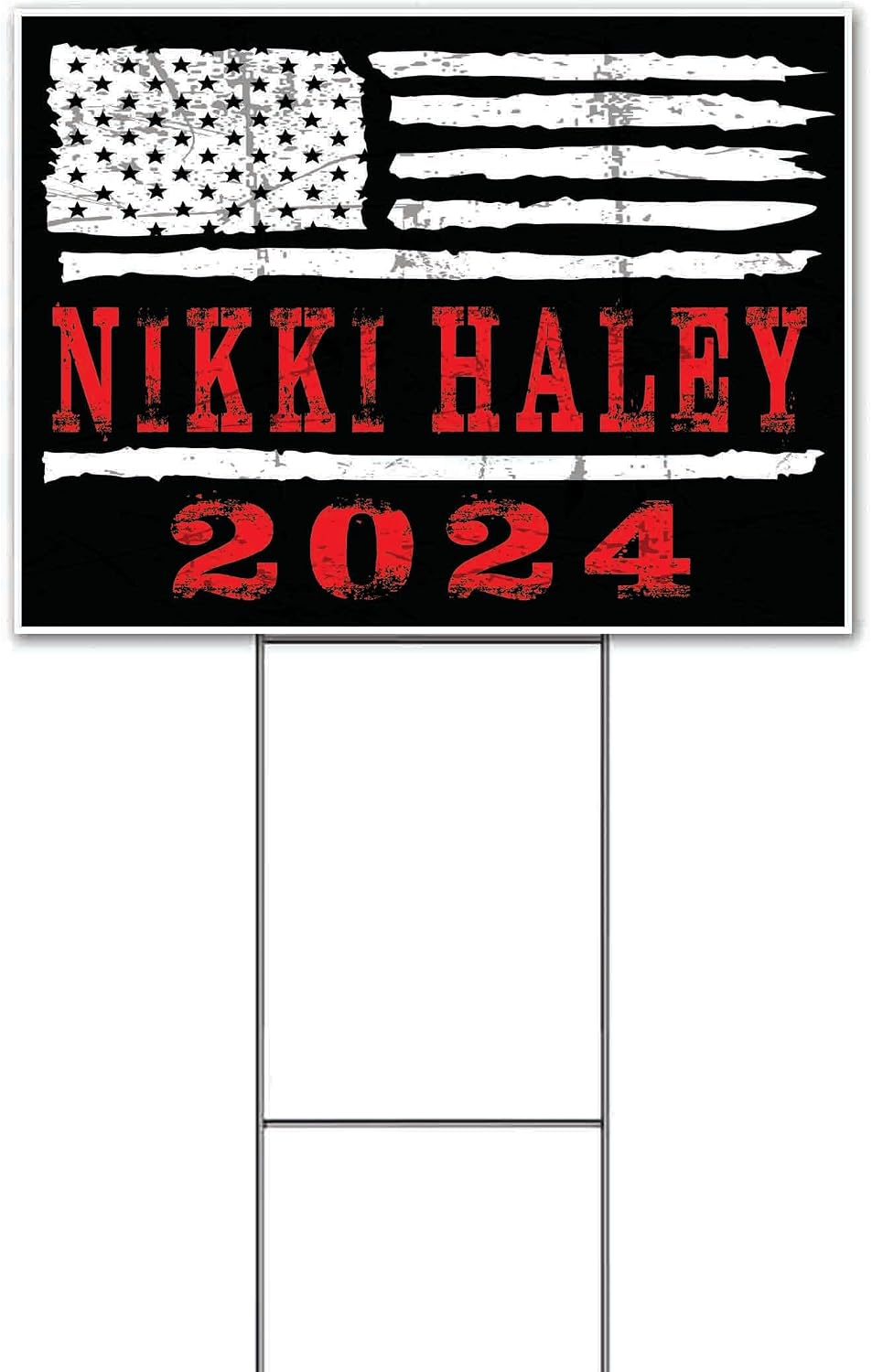 Nikki Haley 2024 (18' x 24') Yard Sign, Quantity Discounts, Multi-Packs, Includes Metal Step Stake, Bandit, New, Advertising, USA | Election, Political, Republican, President, Vote