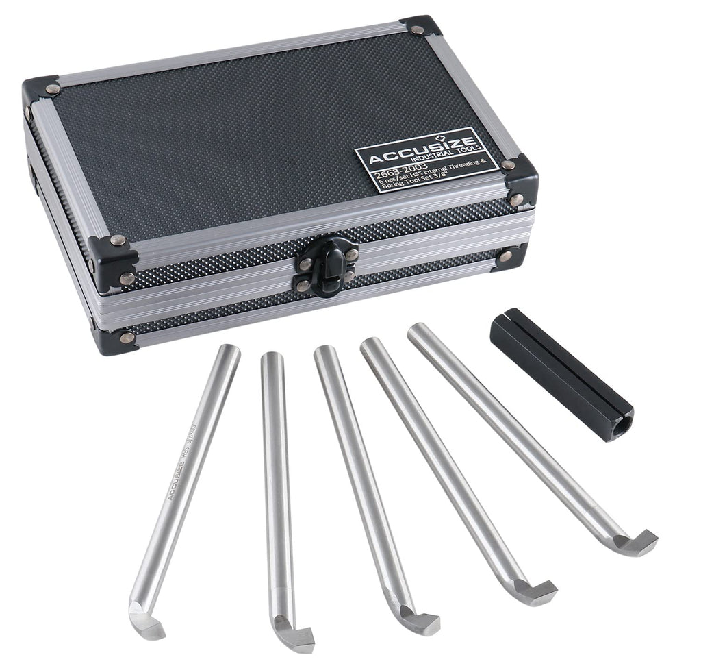 Accusize Industrial Tools 3/8 inch 6 pcs H.S.S. Internal Threading and Boring Tool Set, 2663-2003