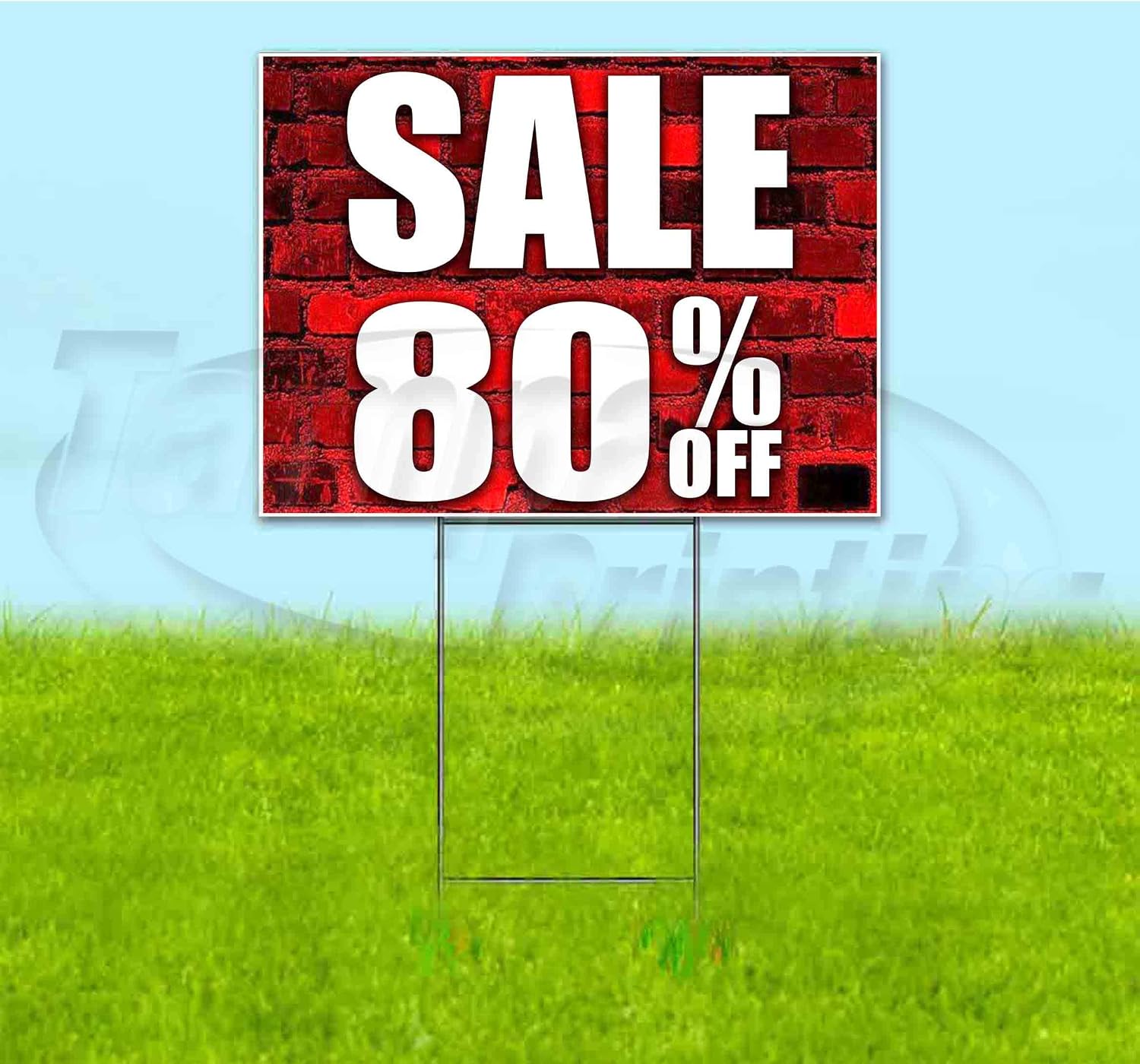 Sale 80 Percent Off (18' X 24') Yard Sign, Quantity Discounts, Multi-Packs, Includes Metal Step Stake, Bandit Sign