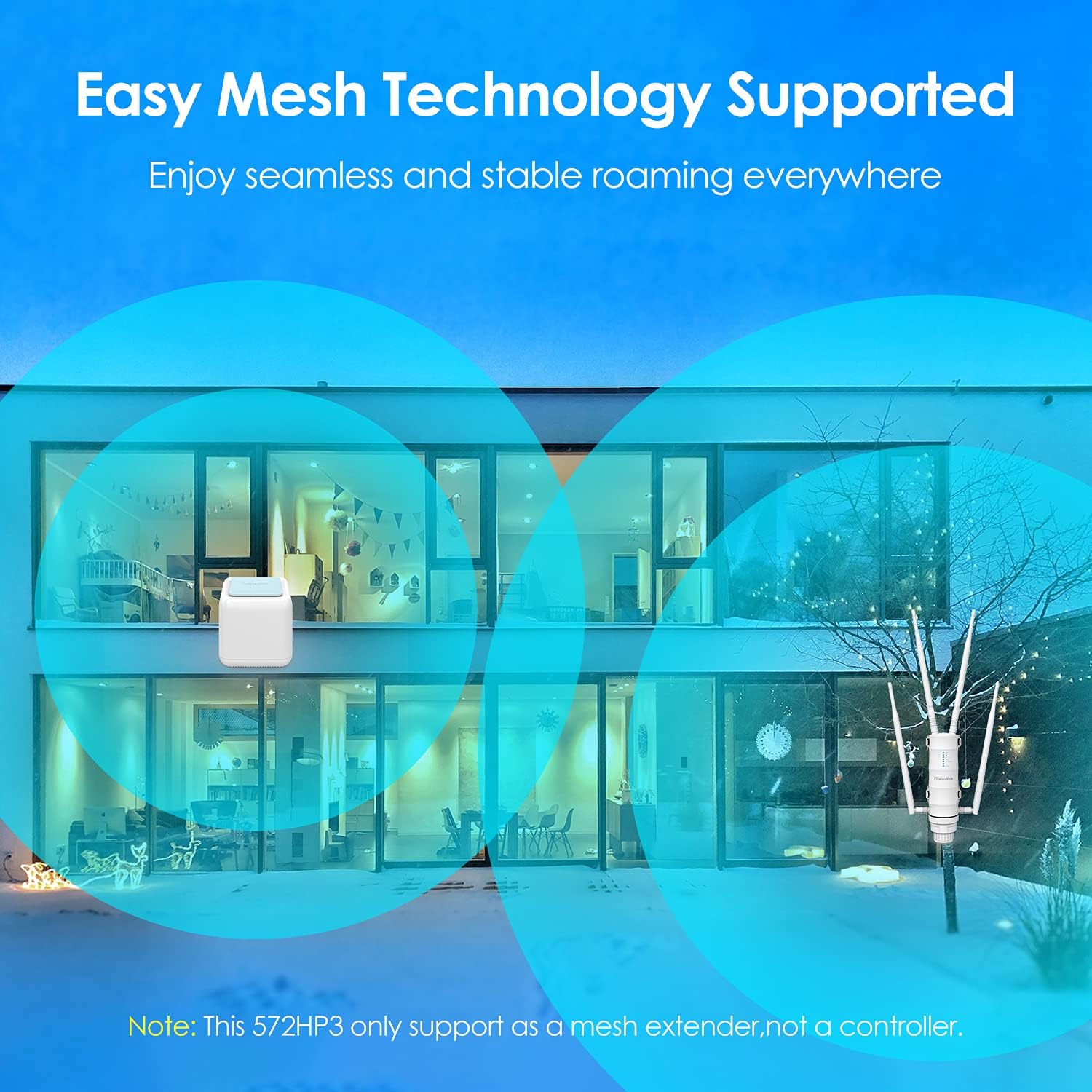 WAVLINK AC1200 Outdoor Wireless High Power Weatherproof WiFi Long Range Extender/AP/Router Mode with Passive POE,Dual Band 2.4+5G Repeater,Gigabit Port, No WiFi Dead Zones for Working from Home