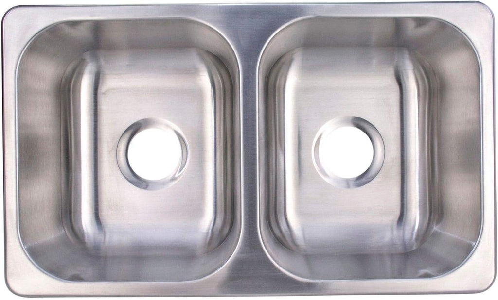 RecPro RV Double Bowl Kitchen Sink | 27' x 16 x 7' | Stainless Steel (With Strainers)