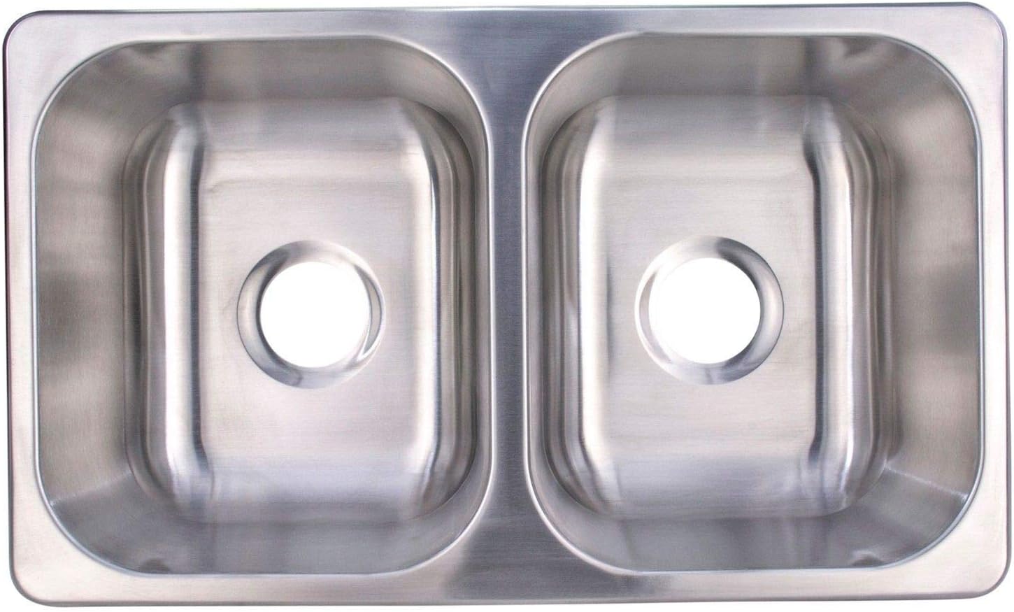 RecPro RV Double Bowl Kitchen Sink | 27' x 16 x 7' | Stainless Steel (With Strainers)