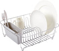 Sweet Home Collection 2 Piece Dish Drying Rack Set Drainer with Utensil Holder Simple Easy to Use Fits in Most Sinks, 14.5' x 13' x 5.25', Silver (Pack of 12)