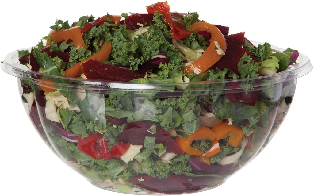 ECO PRODUCTS Compostable Clear PLA Plastic 24oz Salad Bowl No Lid, Case of 300, Disposable Round To Go Cold Food Containers, Lids Sold Separately, Renewable PLA Material Made from Plants, ASTM, BPI