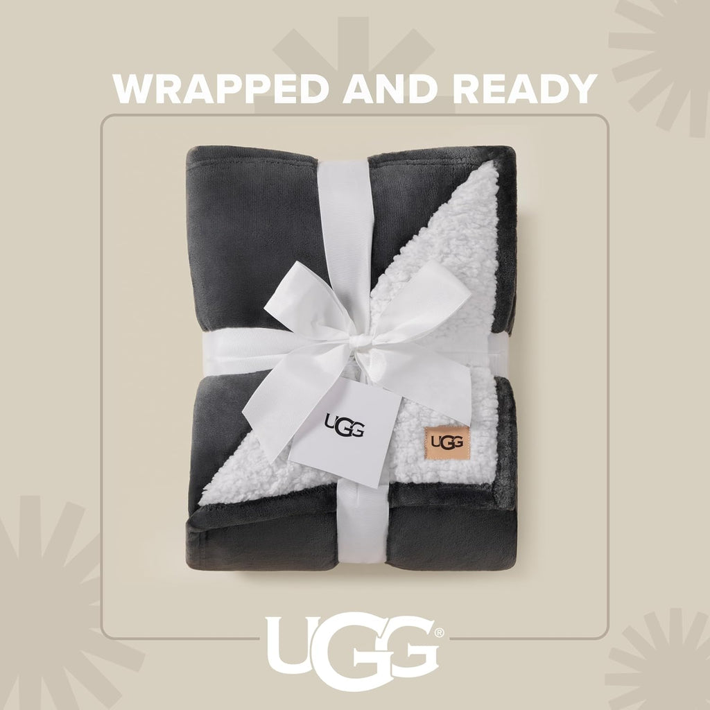 UGG Nita King Size Blanket for Bed, Cozy Fluffy Blanket, Ultra Soft California King Bedding, Extra Large Throw for Couch, Luxury Home Decor, 110-inch x 90-inch, Charcoal Grey