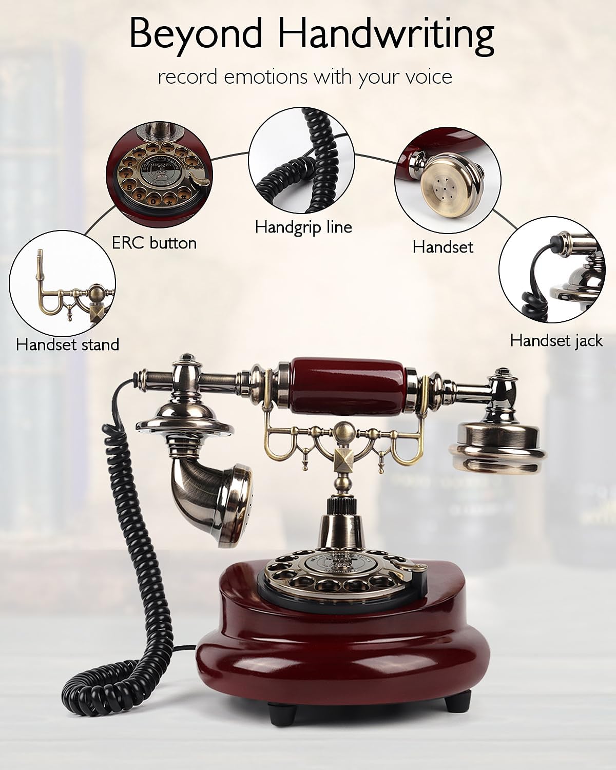 Audio Guest Book Wedding Phone, Audio Phone Guestbook After the Tone, for Weddings, Birthday Party, Graduations (Wooden Brown)