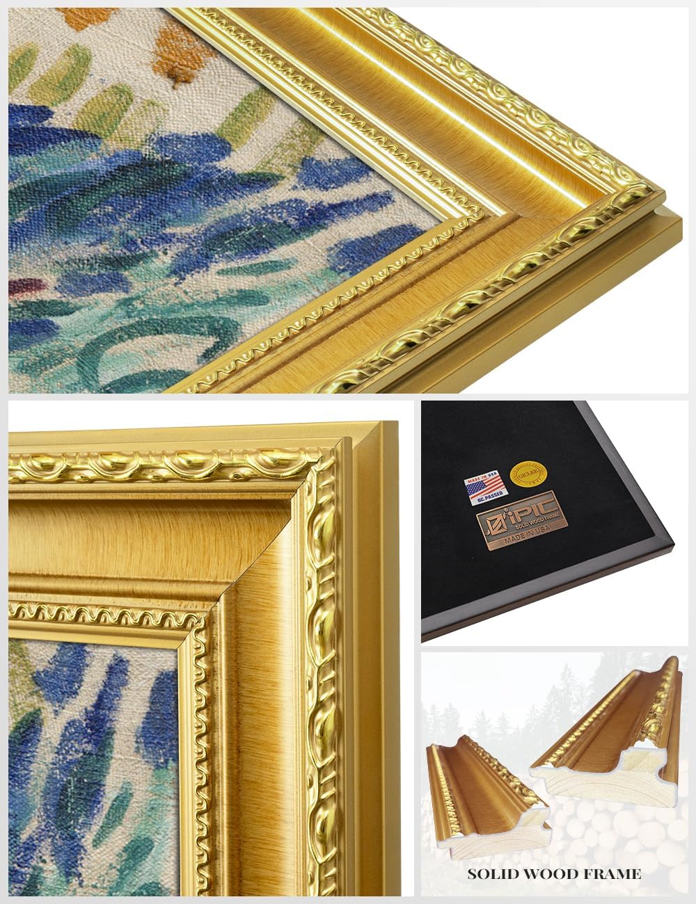 IPIC - In Landscape at Collioure by Henri Matisse, Framed Giclee Print on Canvas, Classic Wall Art with Gold Frame for Living Room or Bedroom, Image: 30x24, Total: 34.8 x 28.8, Made in USA