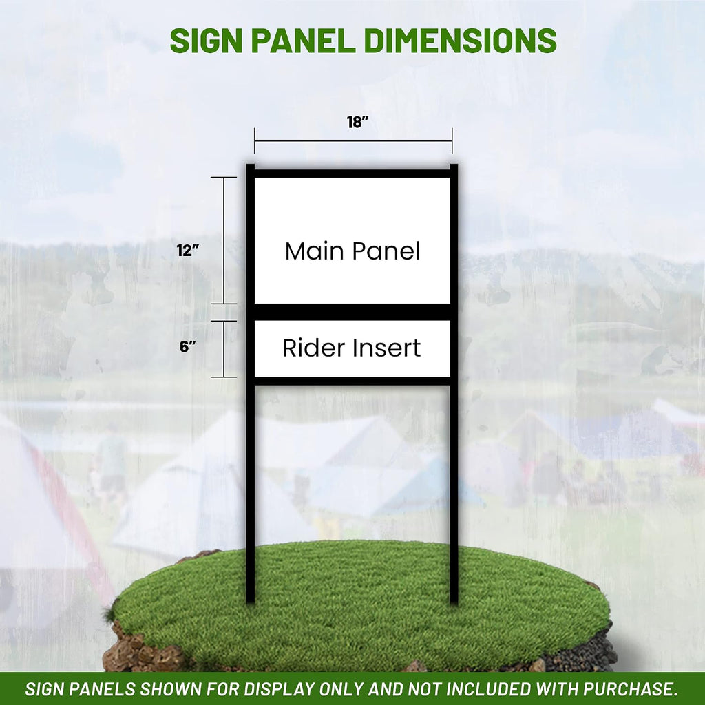 Real Estate Yard Sign Metal H Frame (3-pack) with Rider - Steel Sign Holder, 12' x 18' Yard Sign Stand, Open House Sign (1 Main, 1 Rider, Black)