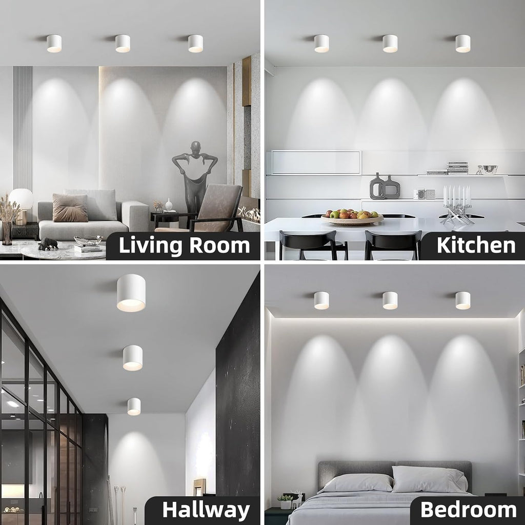 OKELI White Flush Mount Ceiling Light Fixtures for Hallway Entryway, 20W 1800LM 3000K-6000K Dimmable Close to Ceiling-Lighting, Modern LED Cylinder Ceiling-Lamps for Dining Room Living Room, 3Pack