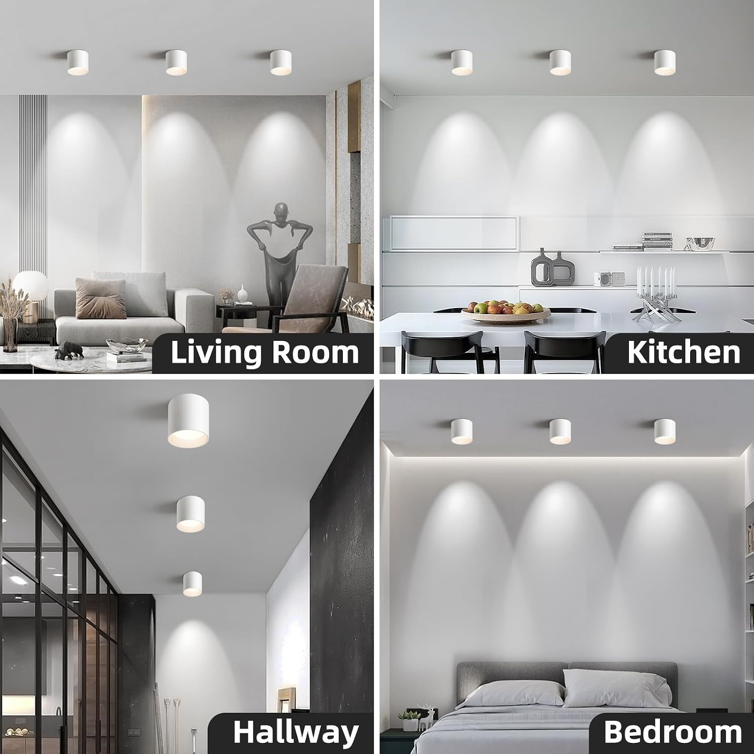 OKELI White Flush Mount Ceiling Light Fixtures for Hallway Entryway, 20W 1800LM 3000K-6000K Dimmable Close to Ceiling-Lighting, Modern LED Cylinder Ceiling-Lamps for Dining Room Living Room, 3Pack