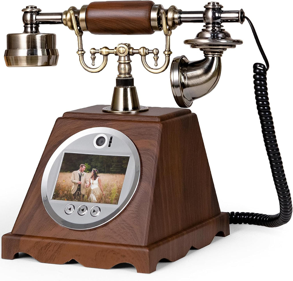 RetroVox Video & Audio Guest Book Wedding Phone Guestbook Creative Easy to Use & Fun Engagements Anniversaries Baby Showers Graduation (A Wood Grain Brown)