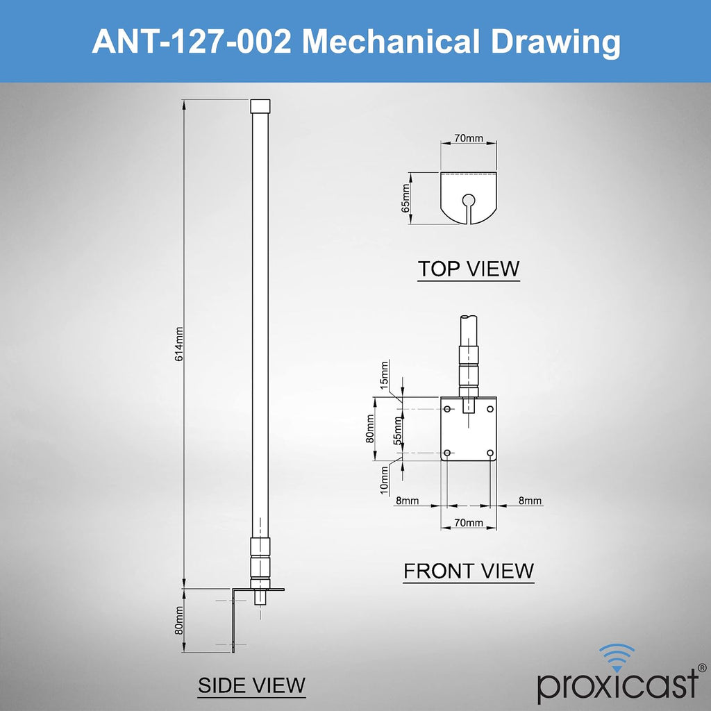 Proxicast 10 dBi High Gain 4G / LTE, 5G Wideband Fixed Mount Fiberglass Outdoor Omnidirectional Antenna for Verizon, AT&T, T-Mobile & Other Cellular Networks or WiFi Router/Access Points (ANT-127-002)