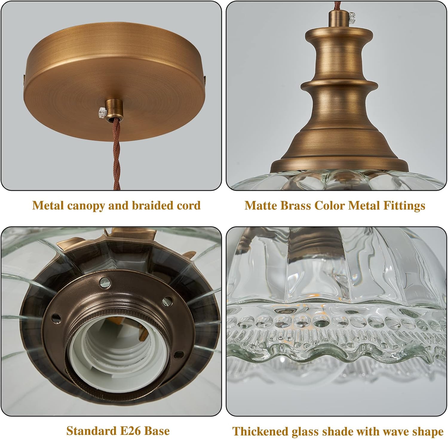 HDDFL Glass Pendant Lights Modern Pendant Lighting Fixtures Hanging Lamp Brushed Finish Hanging Light Fixture for Kitchen Island Bedroom Dining Room Coffee Shop Hallway 2 Pack