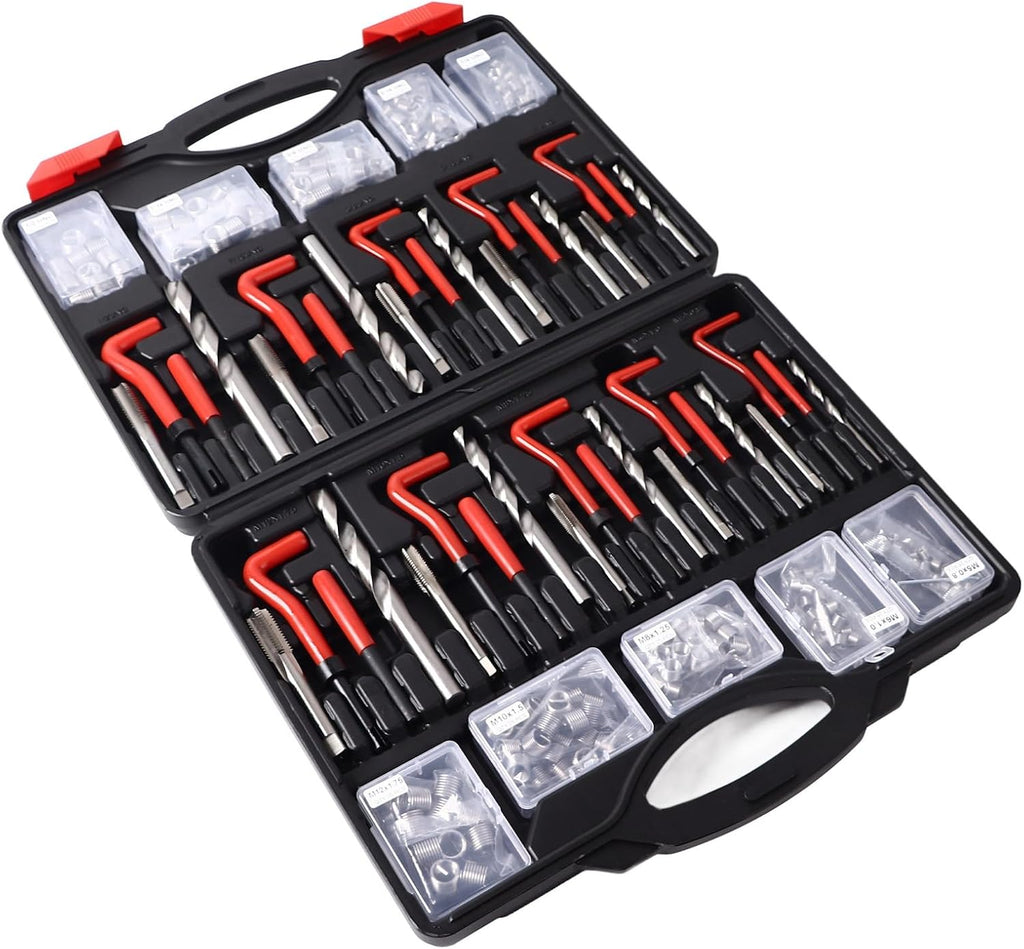 Thread Insert Tapping Tool, 261 Pcs Metal Frame Twist Drill Bit Screw Thread Repair Kit Labor Saving Uniform Force for Components