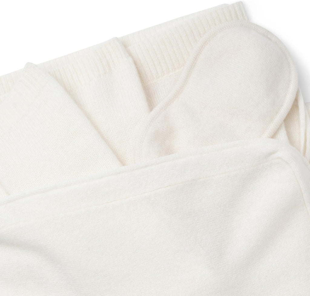 Jet&Bo 100% Pure Cashmere Travel Set: Blanket, Eye Mask, Socks, Carry/Pillow Case Ivory in Gift Box