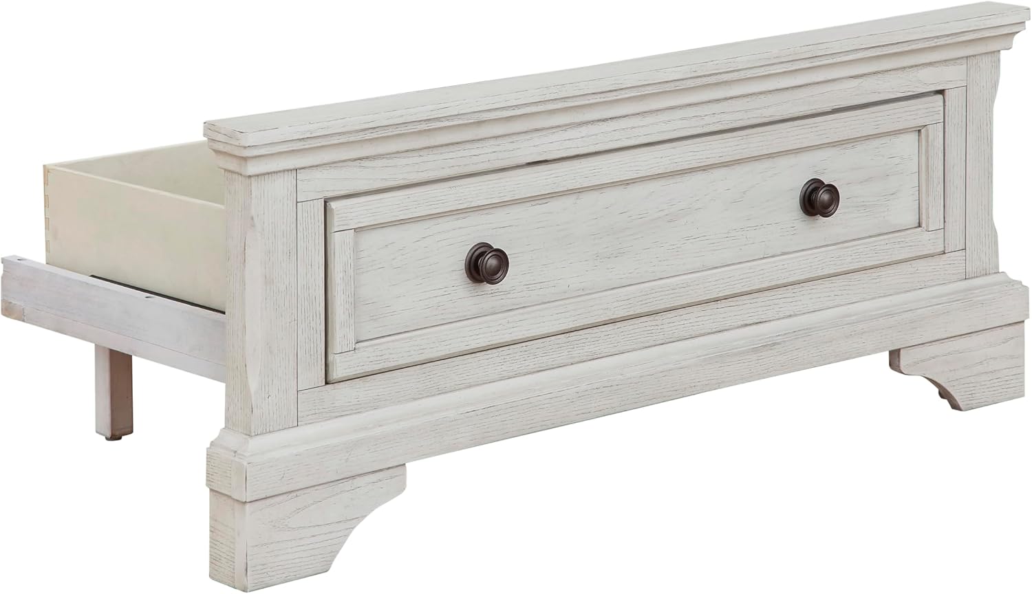 Signature Design by Ashley Robbinsdale Casual Twin Sleigh Storage Platform Bed with 1 Drawer, Foundation or Box Spring Not Needed, White