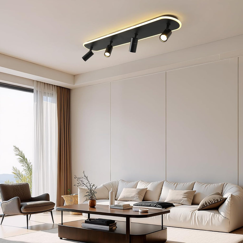 Jaycomey LED Track Lighting Fixtures Ceiling, 58W Adjustable Ceiling Spotlights with Remote, Dimmable 3000K-6500K Modern Kitchen Ceiling Light for Living Room Bedroom Dining Room Hallway Black