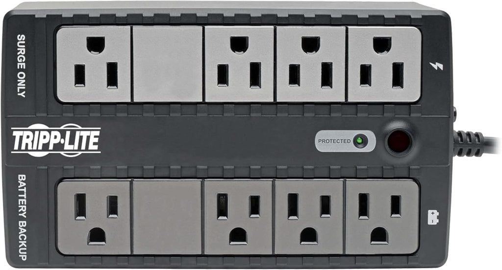 Tripp Lite 500VA Mini UPS Battery Backup Surge Protector, 8 Outlets, Uninterruptible Power Supply, Small UPS for Home & Office, TV & Computer UPS, 3-Year Warranty & $100,000 Insurance (BC500)