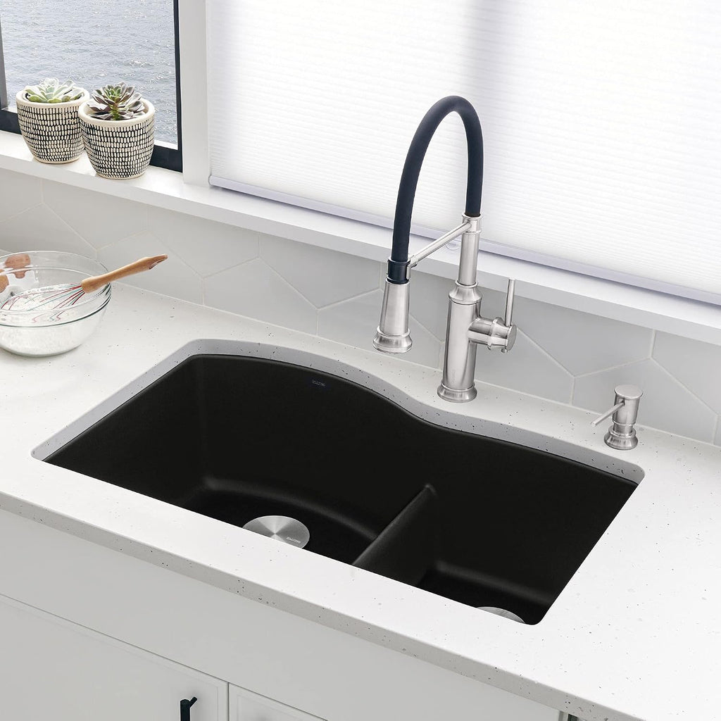 BLANCO Diamond 60/40 Kitchen Sink, Coal Black 32' L X 21' W