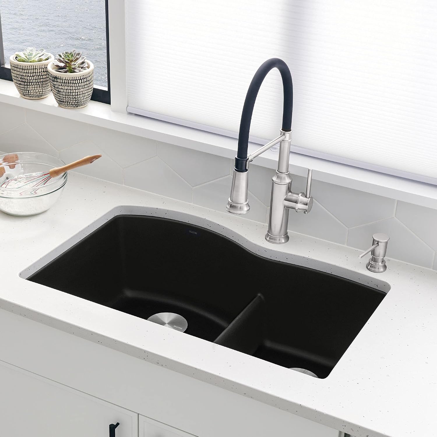 BLANCO Diamond 60/40 Kitchen Sink, Coal Black 32' L X 21' W
