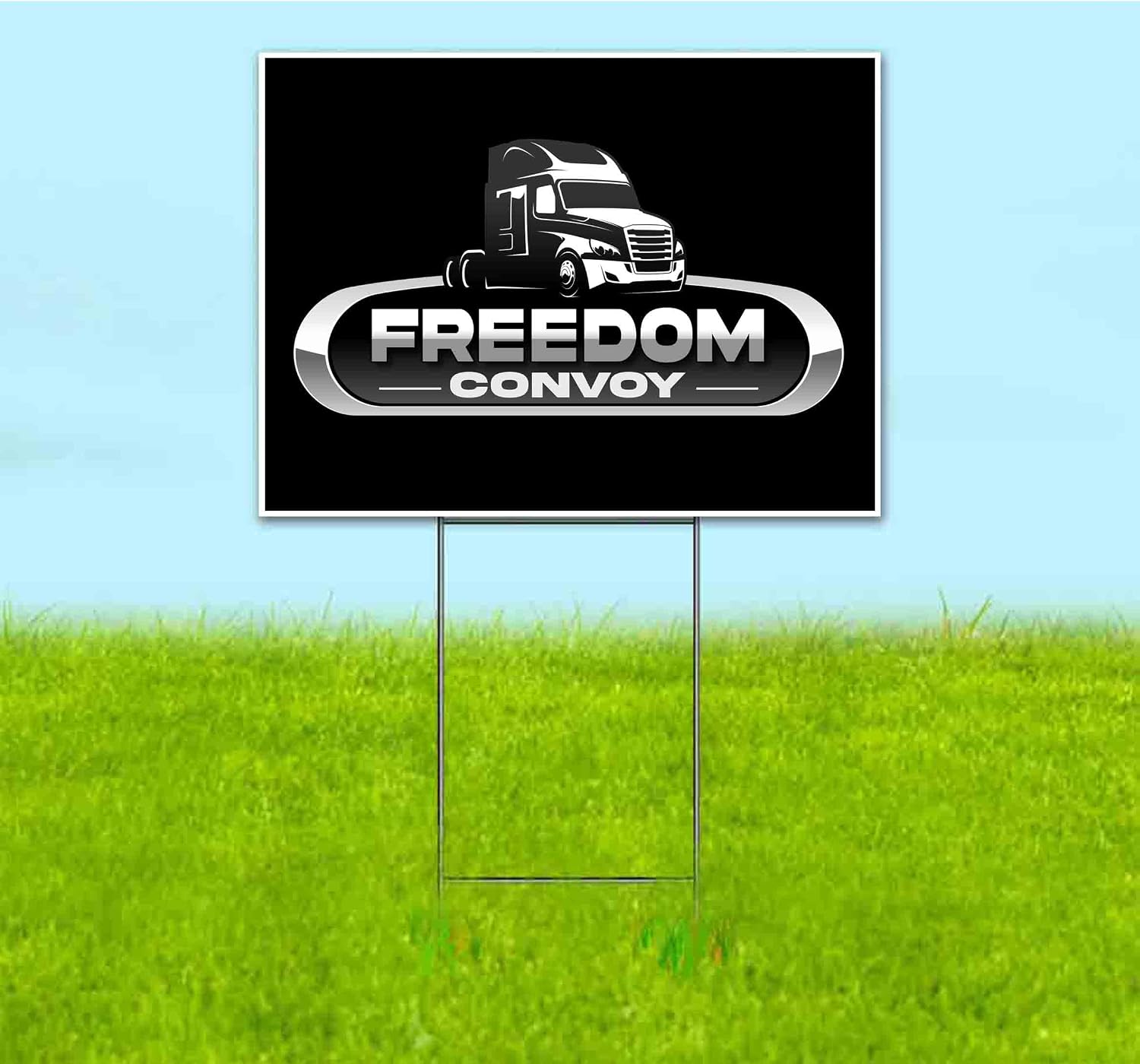Freedom Convoy Logo (18' x 24') Yard Sign, Quantity Discounts, Multi-Packs, Includes Metal Step Stake, Bandit, Lawn Sign, Advertising, USA | Trump, Republican, Political, Politics, Truck