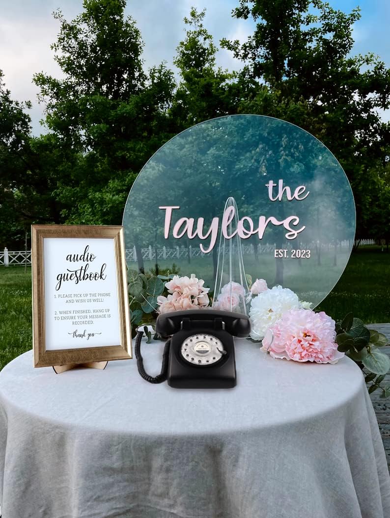 Audio GuestBook Telephone with Classic Retro Craftsmanship for Confessional Wedding Birthday Party Special Events (Bronze)