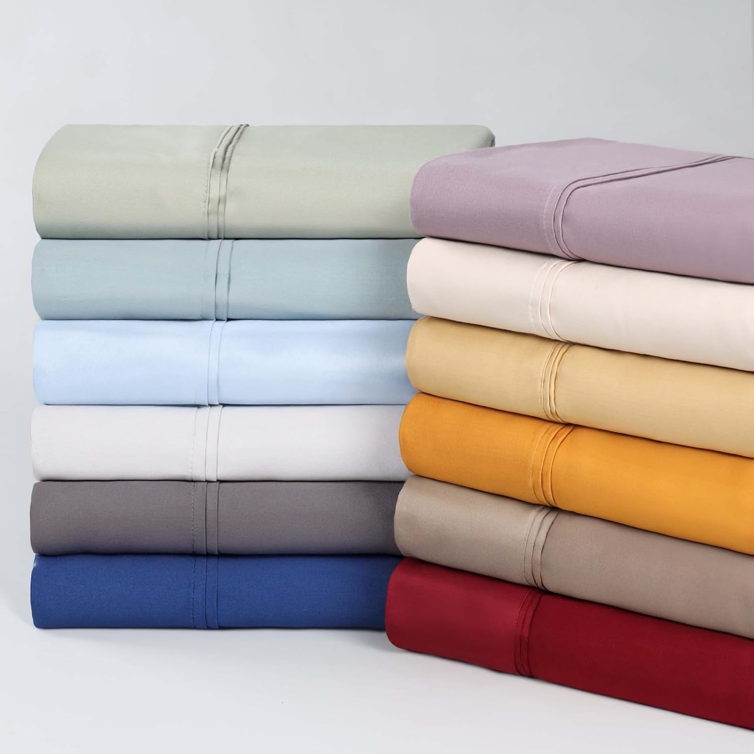 Superior 1200 Thread Count Egyptian Cotton Sheet Set, Bedroom Sheets, Modern Home Essentials, Luxury Bedding, 1 Elastic Deep Pocket Fitted Bed Sheet, 1 Flat Sheet, 2 Pillowcases, Queen, Burgundy