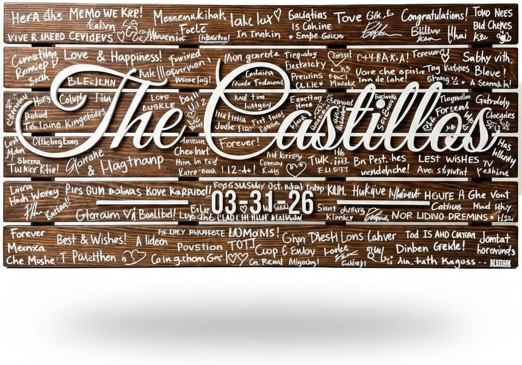 Personalized Wedding Guest Book Alternative - Custom Last Name Wood Sign with 3D Raised Lettering - Rustic Wedding Decor - Large Wood Guest Sign-in Board for Reception - XXLarge 40'x20'