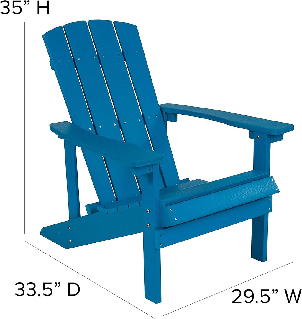 Flash Furniture Charlestown Commercial Grade Indoor/Outdoor Adirondack Chair, Weather Resistant Durable Poly Resin Deck and Patio Seating, Blue