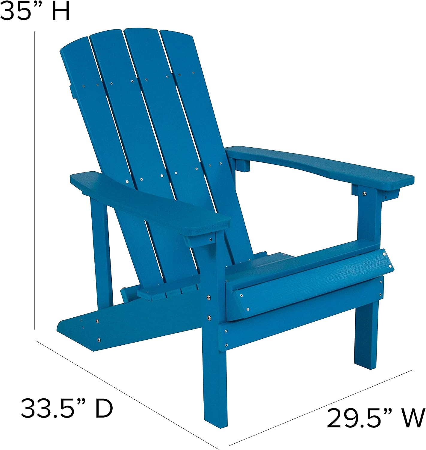 Flash Furniture Charlestown Commercial Grade Indoor/Outdoor Adirondack Chair, Weather Resistant Durable Poly Resin Deck and Patio Seating, Blue