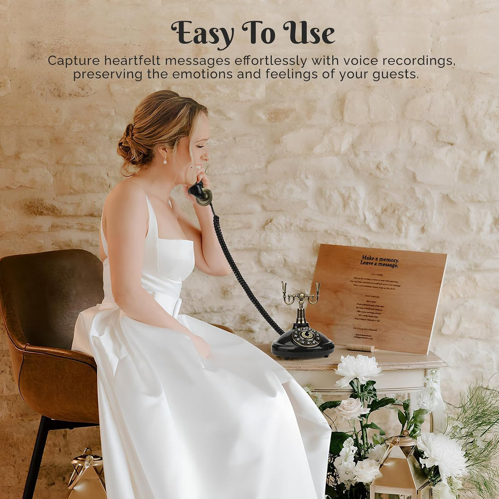 Audio Guest Book Wedding Phone, Audio Guestbook Phone Retro Style Wedding Phone Recorder for Birthdays Party Graduation Baby Shower Retirement Special Occasions