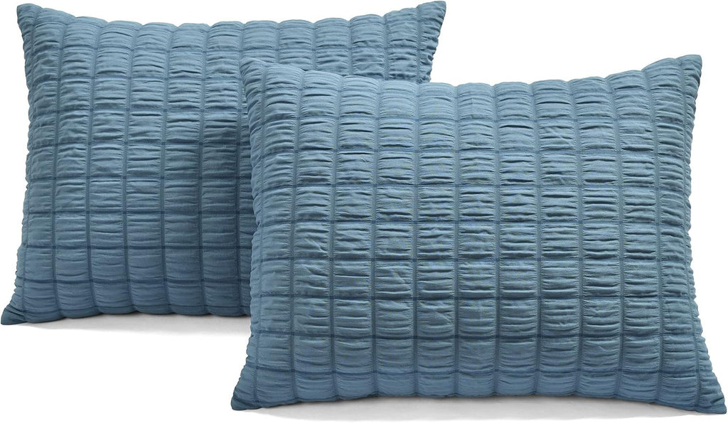 Lush Decor Crinkle Textured Dobby 3 Piece Comforter Set, Full/Queen, Blue