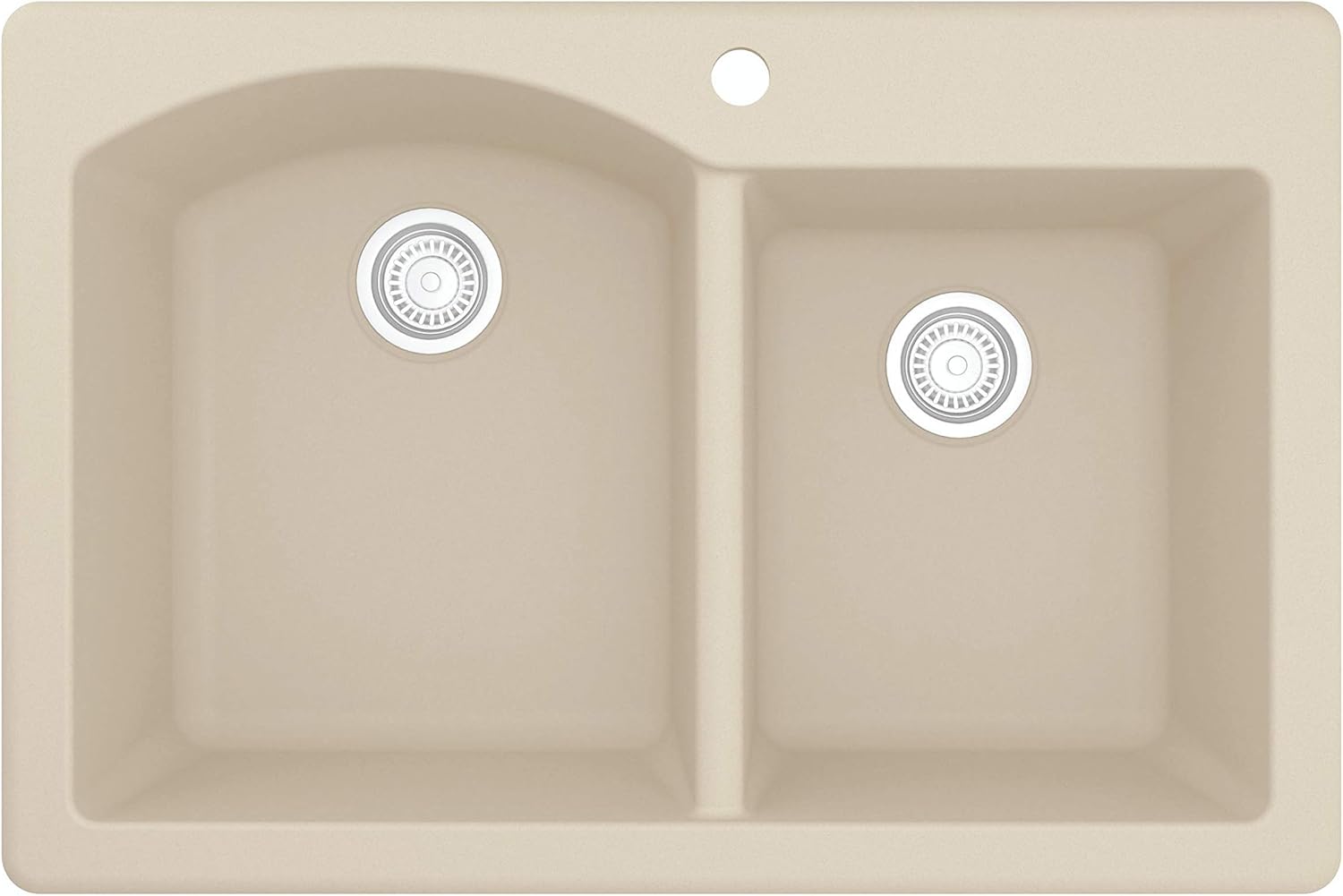 Karran 33' Drop-In/Top Mount Quartz Composite 1-Hole 60/40 Double Bowl Kitchen Sink in Bisque