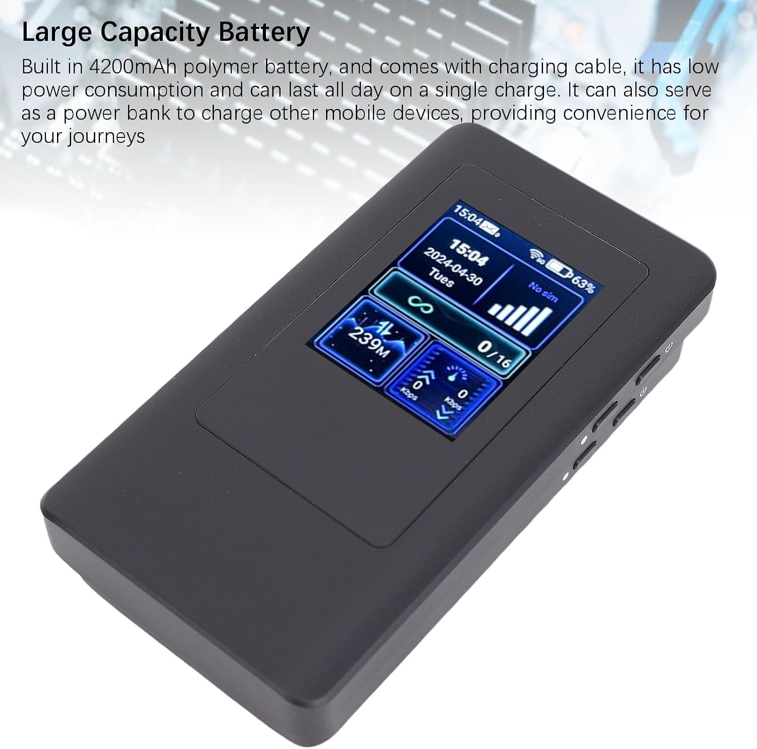 4G 5G Portable WiFi Hotspot, 2.4GHz 5GHz Dual Band WiFi Router with Display Screen & Card Slot, 1200mbps Wireless Travel Router Support for MTK Chip, 16 Connected Devices